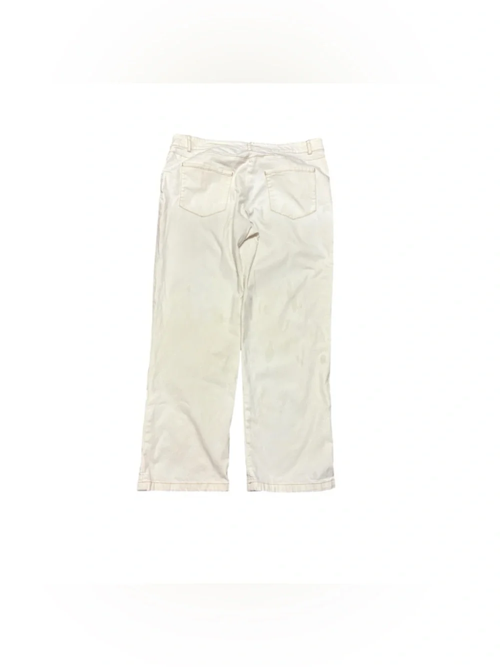 Eileen Fisher Ivory W/ Tan Stitching Straight Leg Jeans Size Large